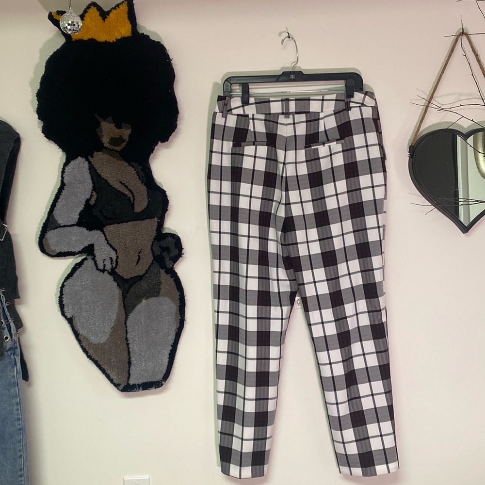 ASOS White Burgundy Plaid Trousers.